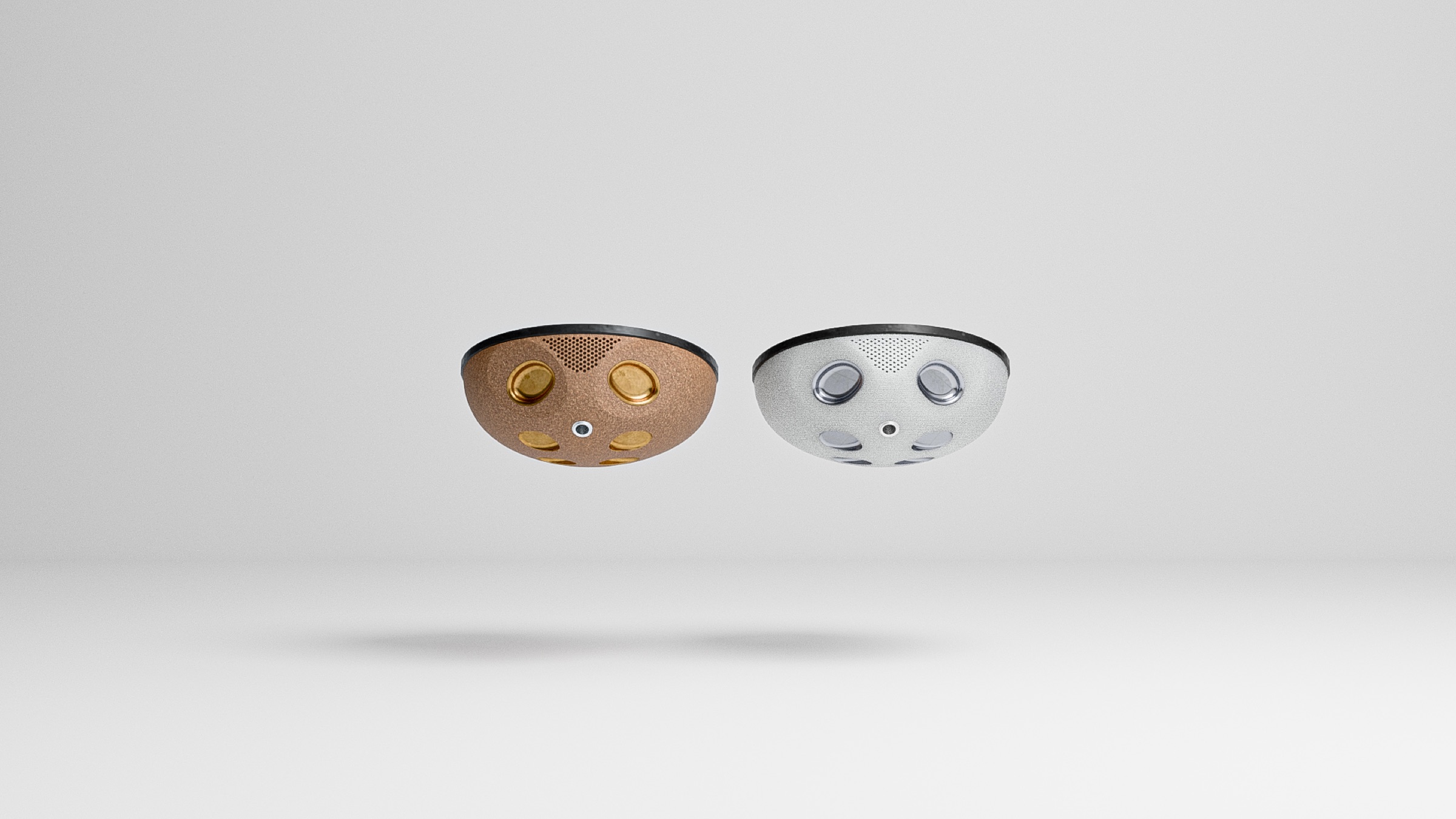 Material options for the enclosure: cork for production and recycled plastic for open source.